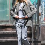 Sienna Miller in a Grey Blazer Was Seen Out in New York 04/19/2023