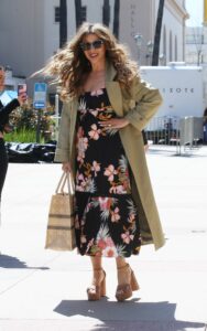 Sofia Vergara in an Olive Trench Coat