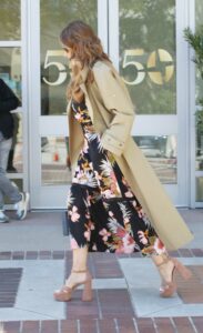 Sofia Vergara in an Olive Trench Coat