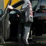 Stella Maxwell in a Black Outfit Arrives at a Workout Session in Los Angeles 04/09/2023