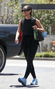 Tracee Ellis Ross in a Black Workout Ensemble