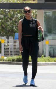 Tracee Ellis Ross in a Black Workout Ensemble