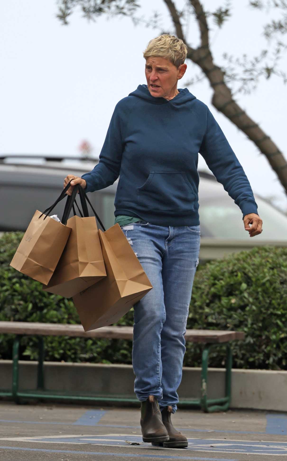 Ellen Degeneres in a Blue Hoodie