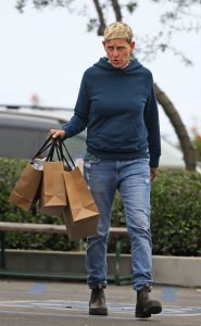 Ellen Degeneres in a Blue Hoodie