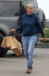 Ellen Degeneres in a Blue Hoodie