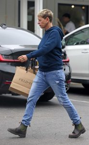 Ellen Degeneres in a Blue Hoodie