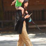 Emily Ratajkowski in a Beige Pants Was Seen Out with Her Son in New York City 05/29/2023