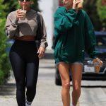 Hailey Bieber in a Green Hoodie Was Seen Out with Her Close Friend Lori Harvey in West Hollywood 05/05/2023