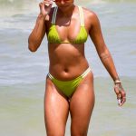 Karrueche Tran in a Neon Green Bikini on the Beach in Miami 05/05/2023