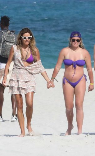 Kelly Bensimon In A Purple Bikini Was Seen Out With Her Babe On The Beach In Miami 05 07