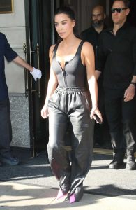 Kim Kardashian in a Black Leather Pants