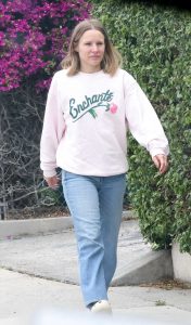 Kristen Bell in a Pink Sweatshirt