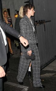 Kristen Stewart in a Grey Pantsuit