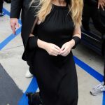 Kylie Minogue in a Black Dress Arrives at a Wine Tasting Event in Los Angeles 05/22/2023