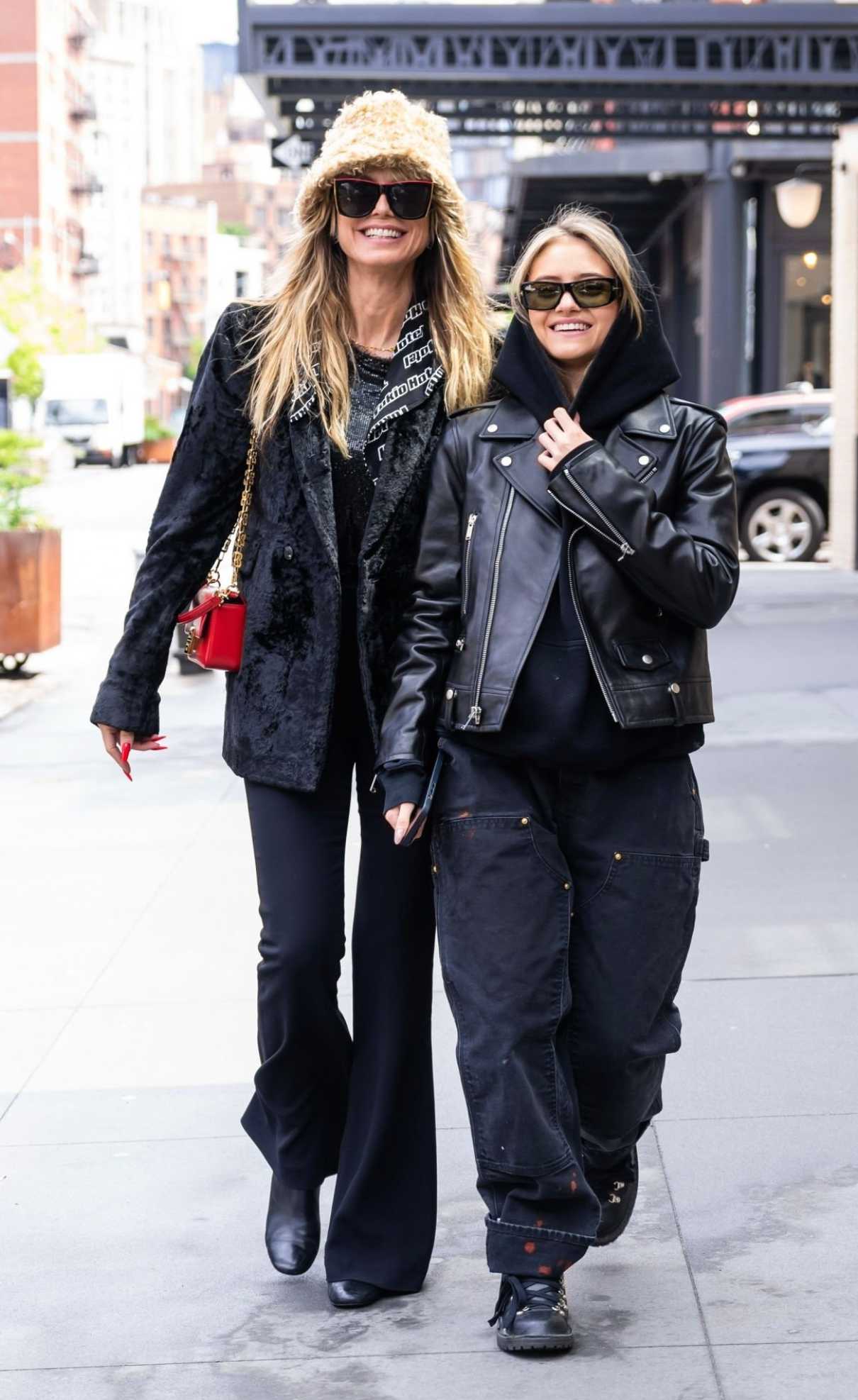 Leni Klum in a Black Leather Jacket Was Seen Out with Heidi Klum in the ...