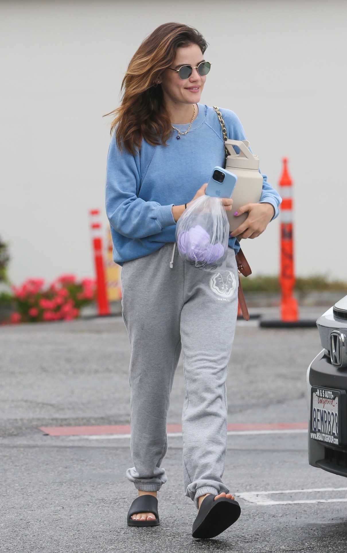 Lucy Hale in a Grey Sweatpants