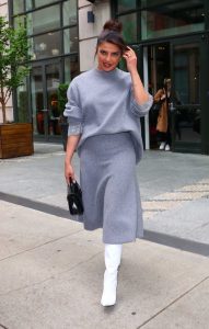 Priyanka Chopra in a Grey Dress