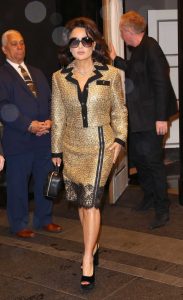 Salma Hayek in a Gold Dress