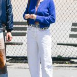 Sienna Miller in a Blue Cardigan Was Seen Out in New York City 05/17/2023