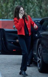 Zoey Deutch in a Red Blazer