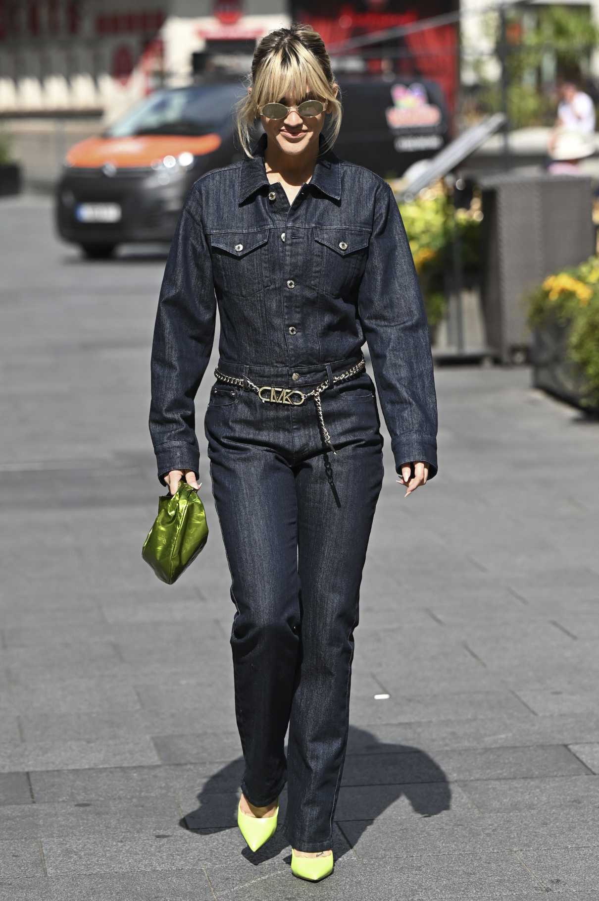 Ashley Roberts in a Black Denim Suit