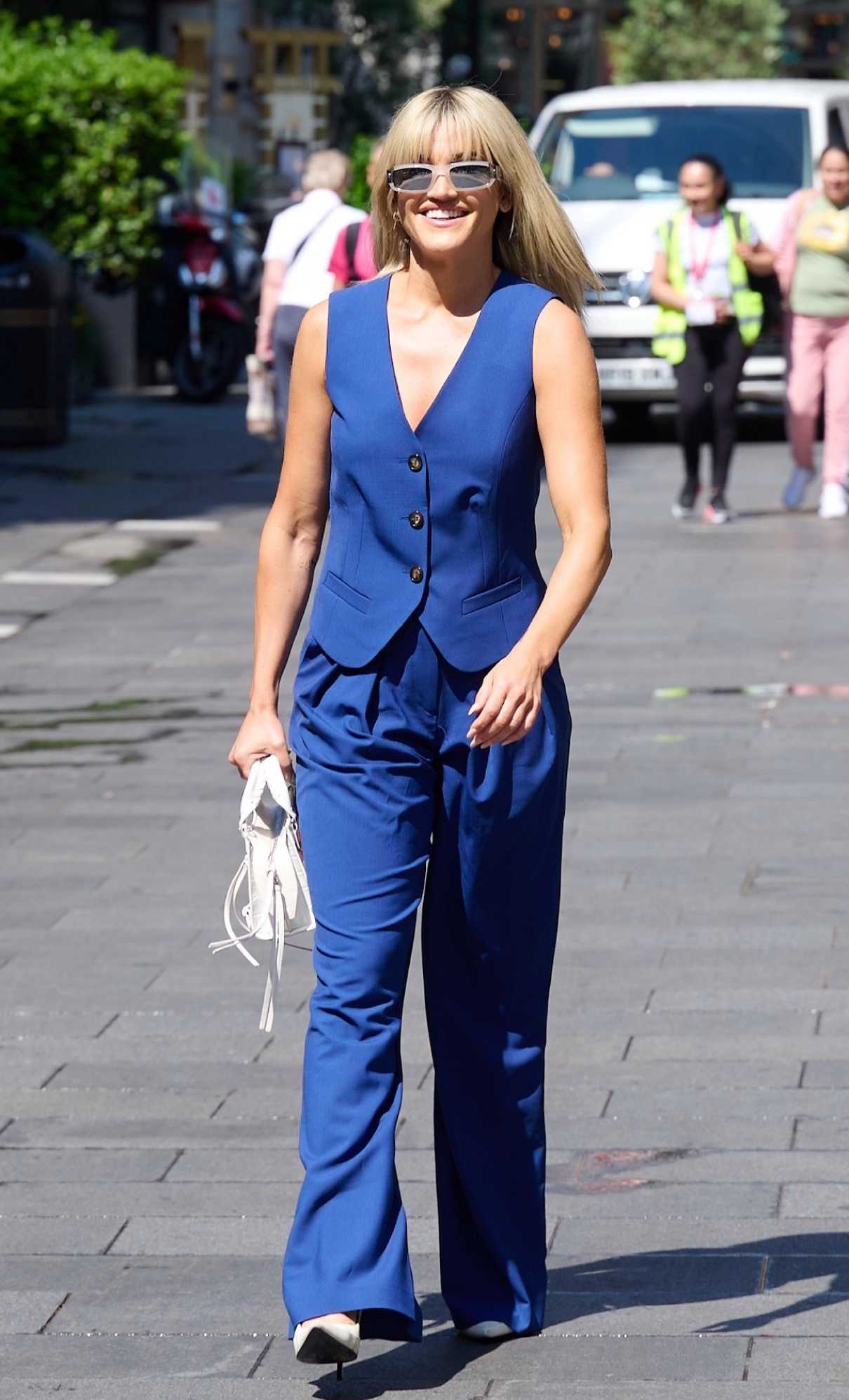Ashley Roberts in a Blue Trouser Suit
