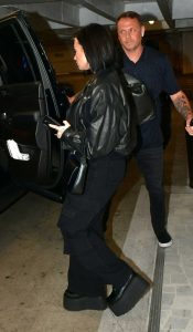 Demi Lovato in a Black Leather Jacket