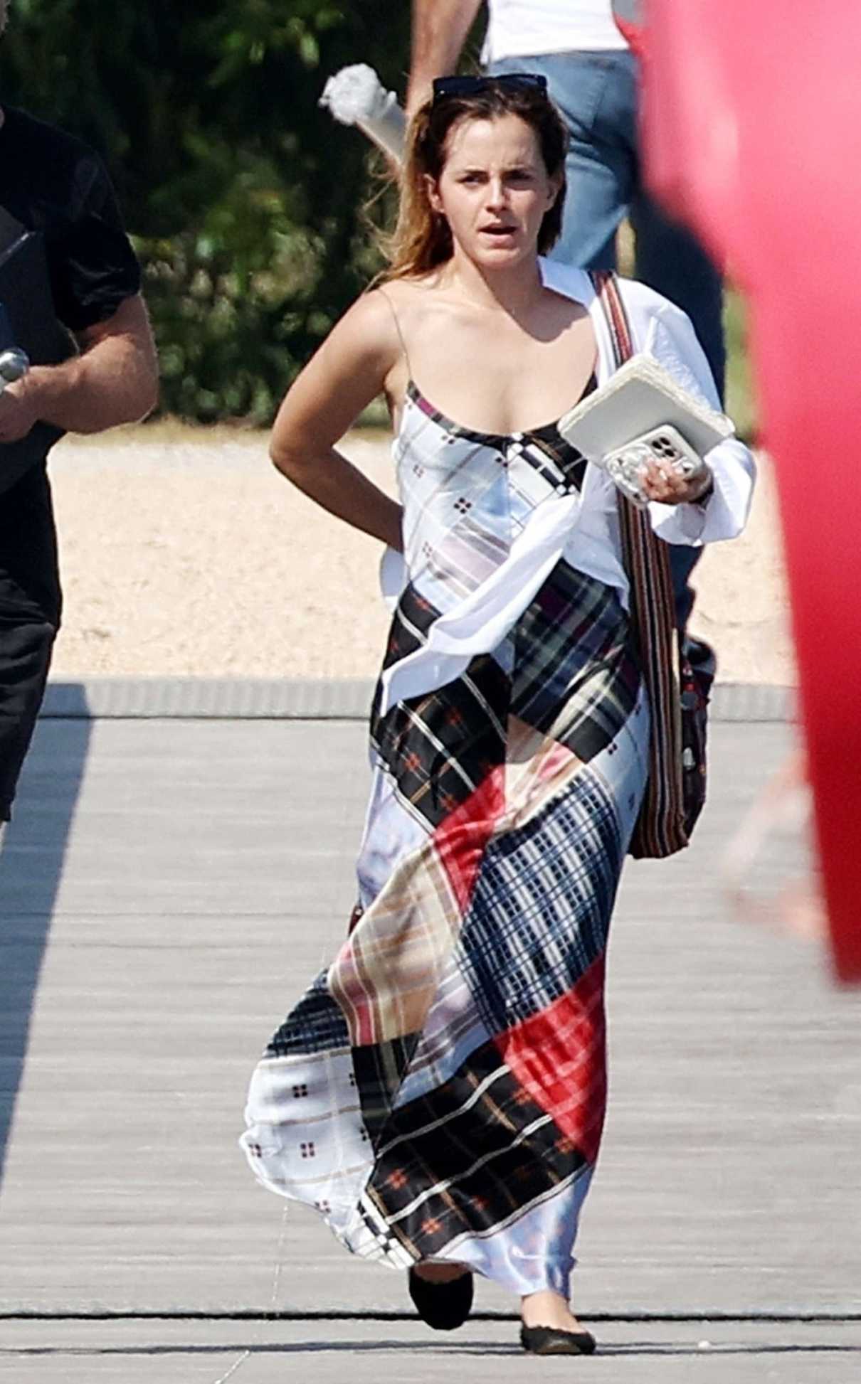 Emma Watson in a Patterned Dress