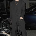 Gigi Hadid in a Black Coat Arrives at the Chiltern Firehouse in London 06/06/2023
