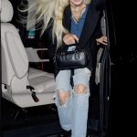 Gigi Hadid in a Blue Ripped Jeans Enjoying a Date Night in London 06/07/2023