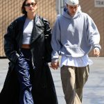 Hailey Bieber in a Black Leather Coat Was Seen Out with Justin Bieber in Los Angeles 06/02/2023
