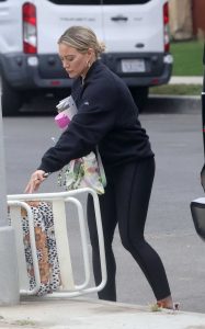 Hilary Duff in a Black Sweatshirt