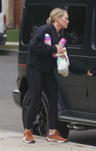 Hilary Duff in a Black Sweatshirt
