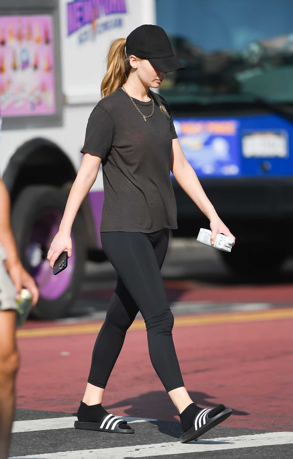 Jennifer Lawrence in a Black Cap