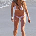 Jordana Brewster in a Pink Bikini on the Beach in Los Angeles 06/21/2023