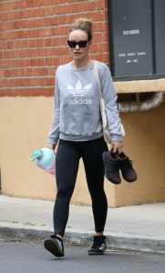 Olivia Wilde in a Grey Adidas Sweatshirt
