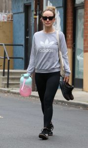 Olivia Wilde in a Grey Adidas Sweatshirt