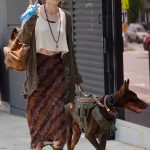 Paris Jackson in a Brown Cardigan Walks Her Doberman Pincher in West Hollywood 06/05/2023