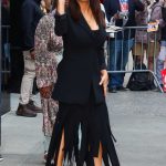 Salma Hayek in a Black Ensemble Stopping by Good Morning America in New York City 06/14/2023