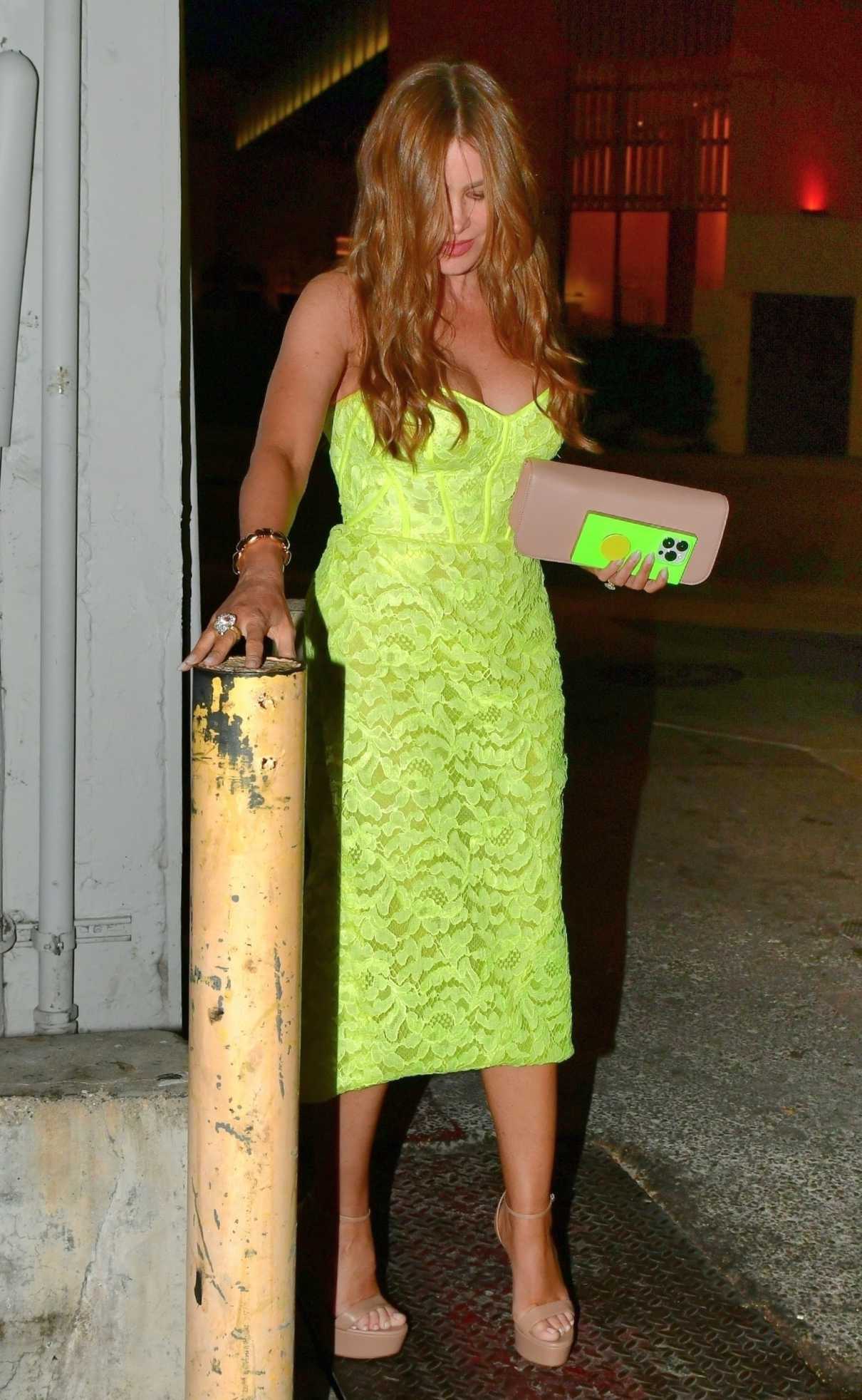 Sofia Vergara in a Neon Green Dress
