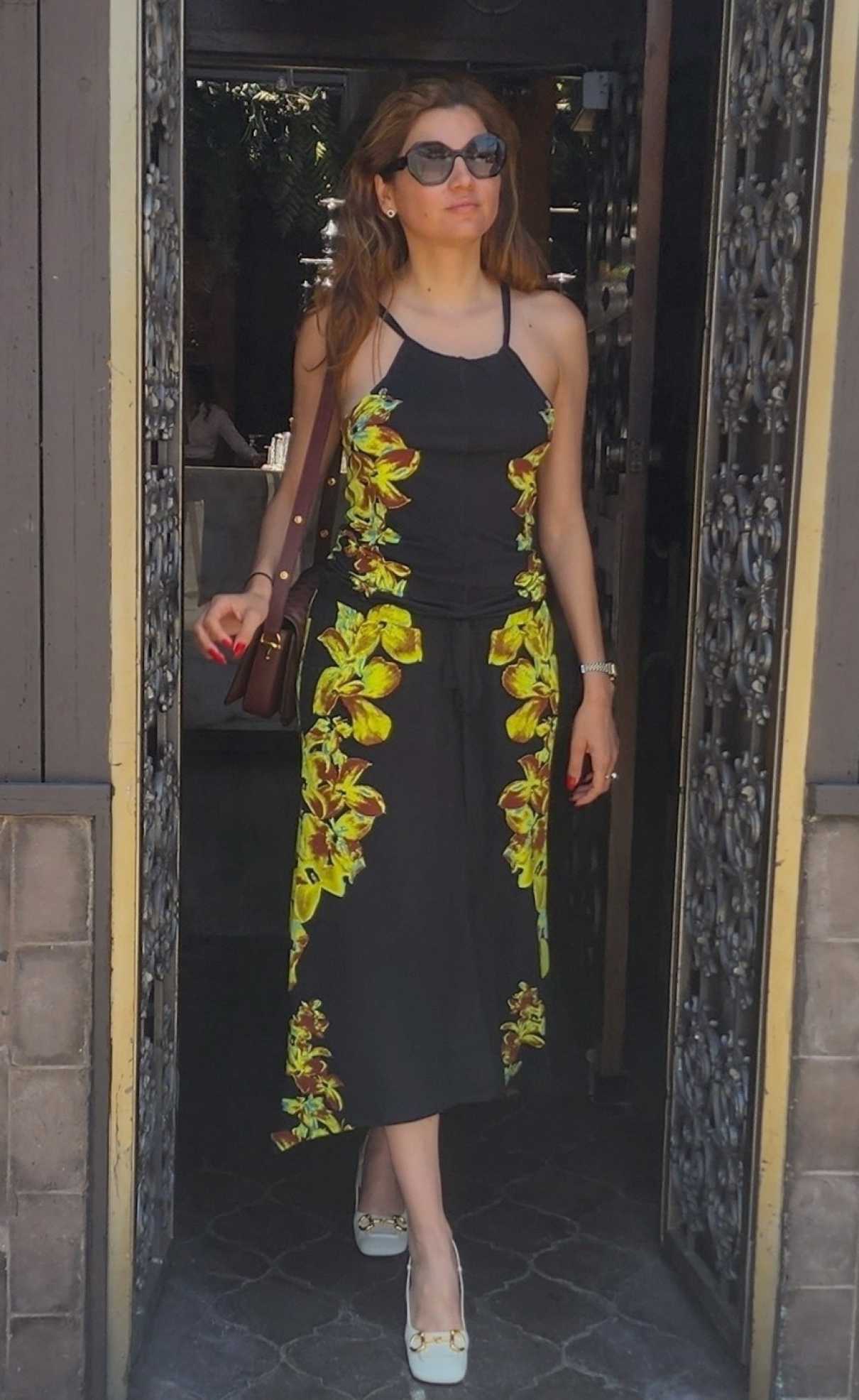 Blanca Blanco in a Black Floral Dress