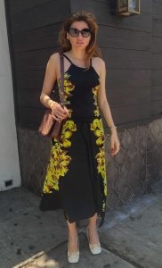 Blanca Blanco in a Black Floral Dress