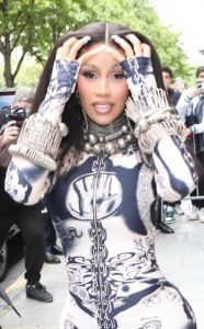 Cardi B in a Patterned Catsuit