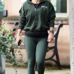 Coleen Rooney in an Olive Leggings Stops off for Coffee in Alderley Edge in Cheshire 07/24/2023