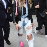 Heidi Klum in a Blue Ripped Jeans Leaves Her Hotel in Paris 07/05/2023