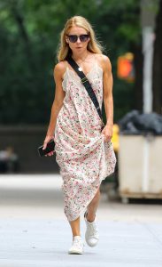 Kelly Ripa in a White Floral Print Sundress