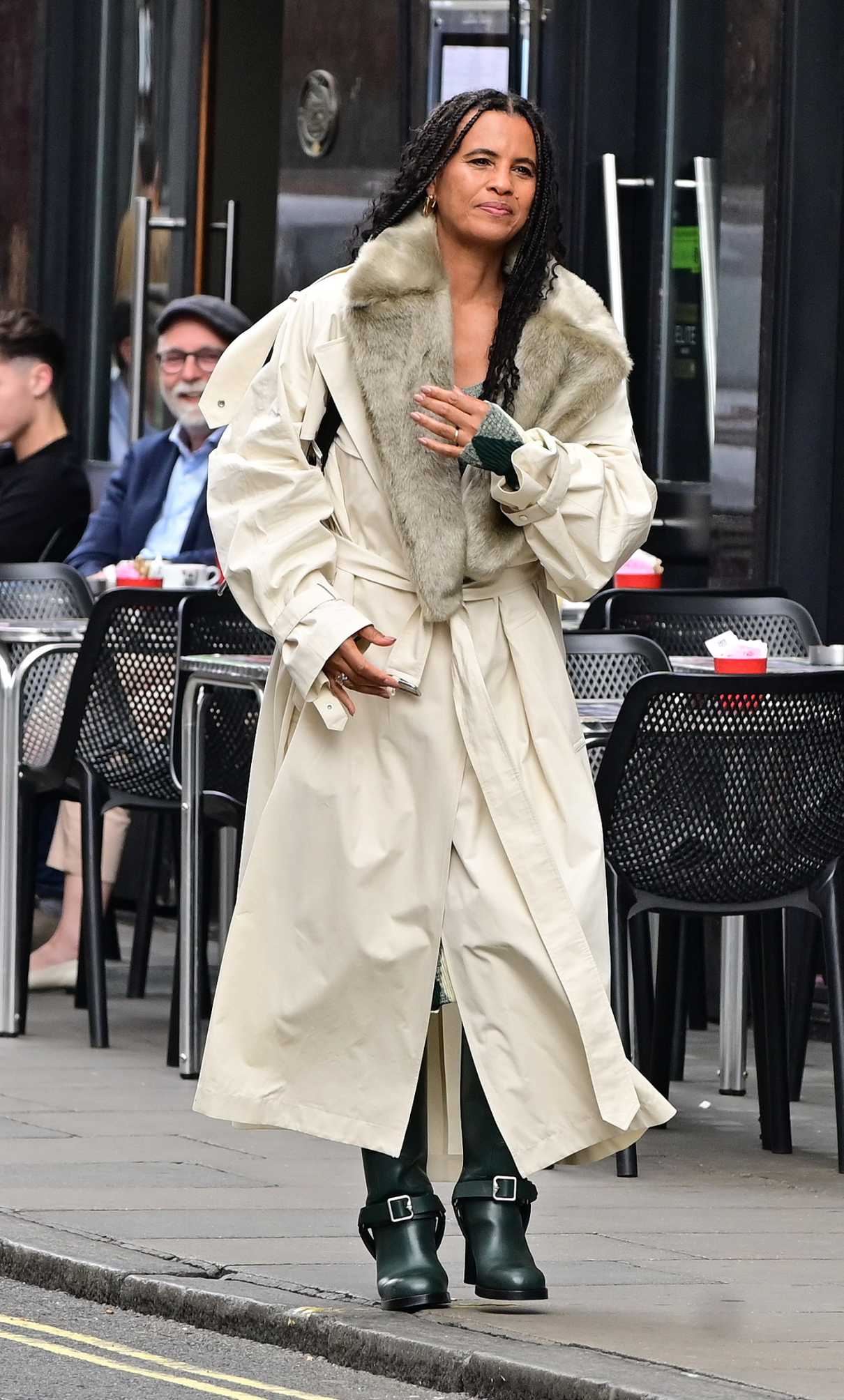 Neneh Cherry in a Beige Trench Coat