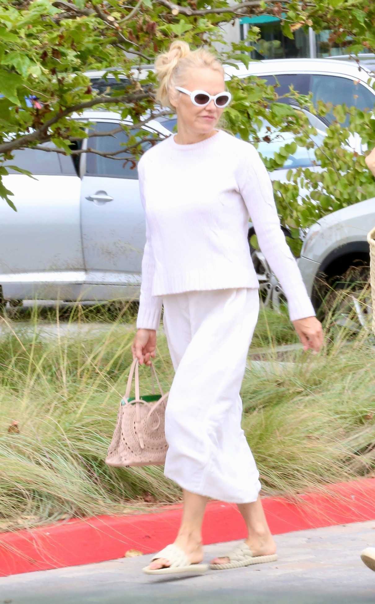 Pamela Anderson in a White Skirt