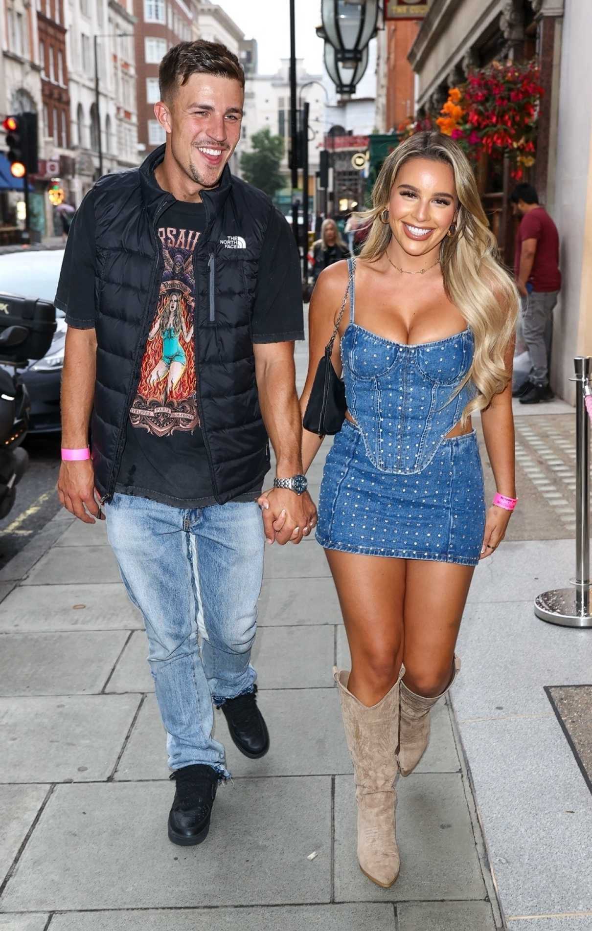 Ella Barnes in a Blue Mini Dress