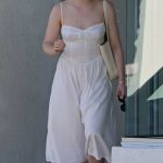 Elle Fanning in a White Sundress Goes Shopping in Beverly Hills 08/10/2023